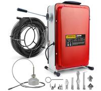 Déboucheur électrique 390 W 450 tr/min avec disjoncteur différentiel pour tuyaux de Ø 20 à 100 mm, spirales de Ø 8 mm (10 m) et de 16 mm (14,5 m), déboucheur