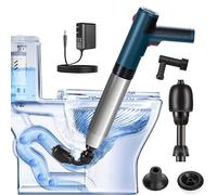 Déboucheur WC électrique avec manomètre, Déboucheur à air comprimé avec 4 ventouses anti-éclaboussures, Kit pompe déboucheur pour toilettes, sol, salle de bain, lavabo, douche