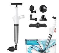 Deboucheur WC Puissant, Professionnel Deboucheur Toilette Avec BaromèTre, Pompe Deboucheur Canalisation avec Différentes Quatre Ventouses pour Toilettes, Lavabos, Siphons de Sol, Obstruction de Tuyaux
