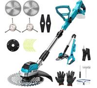 Débroussailleuse à Batterie Electrique Télescopique Compatible avec Makita 18 V, Coupe Bordure sans Fil 4 Types De Lames Poignée à Faible Bruit Taille Bordure Convient pour Jardin, Ferme, Pelouse