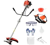 Débroussailleuse à Essence 52cc 2,2KW - Taille-Bordures Portatif avec Tête Fil et Lame 3 Dents - Moteur 2 Temps 8500 TR/Min pour Herbes Hautes et Ronces - Inclus Harnais et Kit de Sécurité Rouge (3)