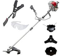 Débroussailleuse à essence IBF 31-4, avec accessoires utiles, largeur de coupe de 31 cm, 0,7 kW. Inclut : lames à 3 dents et à 8 dents, bobine, harnais et lunettes de protection. Moteur à essence 4 te
