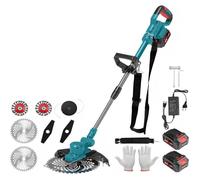 Débroussailleuse avec batterie 21 V - Avec brosse anti-mauvaises herbes - Batterie de débroussailleuse - Moteur sans balais de 750