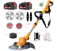 Débroussailleuse avec batterie 21 V pour batteries Makita, débroussailleuse sans balais 4 en 1, avec batterie 2 x 4,0 Ah, débroussailleuse avec brosse anti-mauvaises herbes pour pelouse et joints de