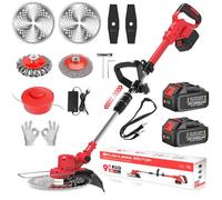 Débroussailleuse avec batterie et brosse anti-mauvaises herbes, 21 V, pour batteries Makita, avec 2 batteries de 4,0 Ah et chargeur, 5 types de lames, tête rotative à 90°, télescopique, réglable, pour