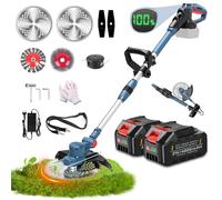 Débroussailleuse avec Batterie et Brosse Anti-Mauvaises Herbes pour Batteries Makita, débroussailleuse sans Fil 5 en 1 avec 2 Batteries de 4,0 Ah, Peut être pliée, débroussailleuse sans balais