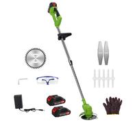 Débroussailleuse, coupe-bordures à tige télescopique, tondeuse à main rechargeable avec 2 batteries (21V 1.5Ah), 1 chargeur