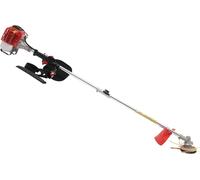 Débroussailleuse/débroussailleuse à essence - Monocylindre 2 temps refroidi par air - 26 cm³ - 0,65 kW - 2 têtes de coupe - Poignée et bandoulière - Rouge/argent