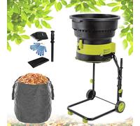 Débroussailleuse électrique - Broyeur de feuilles - Traitement des déchets de jardin - Broyage sans feuilles - Diamètre de l'entonnoir : 54 cm - Noir et vert
