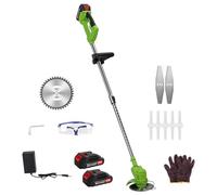 Débroussailleuse Électrique sans Fil 21 V 800 W, Coupe-Bordure Télescopique avec 2 Batteries 1,5 Ah, 3 Types de Lames, 20000 TR/Min, Rotofil Rechargeable pour Pelouse, Jardin et Arbustes