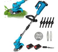 Debroussailleuse Electrique sans Fil 21V avec 2 Batteries 2000mAh,Coupe Bordure sans Fil avec 3 Types de Lames,Débroussailleuses Electrique Batterie pour la Coupe de Jardin, Pelouses (B)