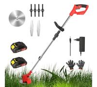 Debroussailleuse Electrique sans Fil, 21V Coupe Bordure, avec 2 Batterie et Chargeur Taille Bordure, avec 3 Types de Lames pour la Coupe de Jardin Pelouses et Terres Agricoles (B)