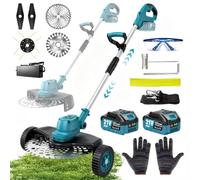 Débroussailleuse Électrique sans Fil 4-en-1 avec 2 Batteries 4,0 Ah, Moteur sans Balais, Coupe Bordure sans Fil avec 4 Types Lames Efficace, Tête Pivotante 90° pour Tondre Le Gazon