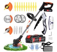 Debroussailleuse Electrique sans Fil, Debroussailleuses, avec 2 Batteries 21V 2.0Ah et 3 Lames, Coupe Bordure sans Fil avec Batterie pour tondre Le Jardin et la pelouse.