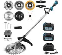 Débroussailleuse sans fil 1380 W pour Makita avec 2 batteries et chargeur | Débroussailleuse sans fil 7 en 1 avec brosse à mauvaises herbes, débroussailleuse électrique sans balais pour jardins