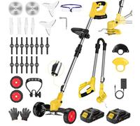 Débroussailleuse sans fil 3 en 1 380W - 7800 RPM - 2×Batterie 21V 1500mAh 40-50 min - Tige télescopique 95-135cm - silencieux