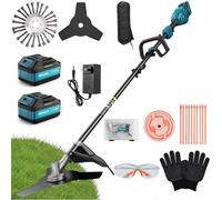 Débroussailleuse sans fil 700W brushless - 2x5200mAh - 3 lames & manche télescopique - Coupe 26cm/12000 tr/min