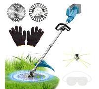 Débroussailleuse sans fil compatible avec les batteries Makita 18 V avec 4 types de lames, moteur sans balais, débroussailleuse électrique de jardin de 25 cm avec brosse à désherber (sans batterie)