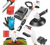 Débroussailleuse sans Fil MASKO® avec Batterie Li-ION 20 V, Batterie 2,0 Ah et Chargeur, Largeur de Coupe 260 mm, Angle de Coupe 180°, Manche télescopique et poignée supplémentaire + Accessoires