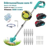 Débroussailleuse sans fil - MAWIRON - 21 V - 2 batteries 3,0 Ah - Manche télescopique réglable - Diamètre de coupe 15 cm