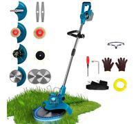 Débroussailleuse sans Fil télescopique pour Makita 18V (sans Batterie) | Coupe-bordures électrique, Tête de coupe pour herbe, câble 10m, 4 lames, brosse métallique et accessoires de protection