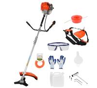Débroussailleuse Thermique Professionnelle 52 cm3 3CV Système Anti Vibration - 2 en 1 Coupe-Bordure avec Tête de Coupe Double Fil et Lame 3 Dents Modèle Conçu Pour les Pros Coupe-Bordures Orange