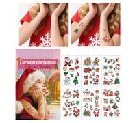Décalcomanies corporelles temporaires - 6 pièces autocollants pour le visage de Noël, faux tatouages de dessins animés imperméables | Santa Rendeer Snowflake Corps Art Decorations For Kids Boys Gar