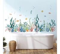 decalmile Stickers Muraux Algues Corail Autocollant Mural Sous la Mer | Stickers Décoratifs Muraux Peel and Stick, Décoration Murale Amovible et Sûre pour Murs, Sticker Mural Couleurs Vives