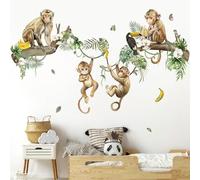 decalmile Stickers Muraux Animaux Sauvages Autocollant Mural Singe | Stickers Décoratifs Muraux Peel and Stick, Décoration Murale Amovible et Sûre pour Murs, Sticker Mural Couleurs Vives
