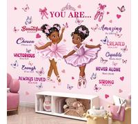 decalmile Stickers Muraux Ballerine Filles Rose Autocollant Mural Papillon Danseuse Ballet Décoration Murale Fille Chambre Enfants Bébé Pépinière