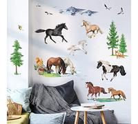 decalmile Stickers Muraux Cheval Animaux Autocollant Mural Chevaux Sauvage
