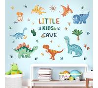 decalmile Stickers Muraux Dinosaure Aquarelle Autocollant Mural Animal Plantes Tropicales Décoration Murale Garçon Chambre Enfants Bébé Pépinière