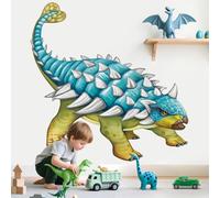 decalmile Stickers Muraux Dinosaures Autocollant Mural Stégosaure Dino | Stickers Décoratifs Muraux Peel and Stick, Décoration Murale Amovible et Sûre pour Murs, Sticker Mural Couleurs Vives