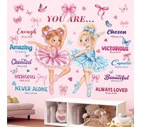 decalmile Stickers Muraux Fille Ballerine Autocollant Mural Rose Danseuse