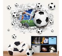 decalmile Stickers Muraux Football 3D Autocollant Mural Football Joueurs Sport Décoration Murale Chambre Garçon Chambre Enfants Chambre Fille