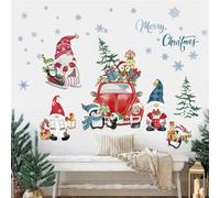decalmile Stickers Muraux Noël pour Fenêtre Autocollant Mural Gnomes Père Noël Flocons de Neige Arbre de Noël Décoration Murale Noël Porte Fenêtre Vitrine Vitre