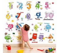 decalmile Stickers Muraux Numéro Forme Coloré Autocollant Mural Lecture Éducatif Geometrique Décoration Murale Chambre Enfants Bébé Pépinière Salle de Classe