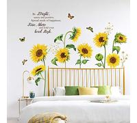 decalmile Stickers Muraux Tournesols Papillon Autocollant Mural Fleur de Jardin Décoration Murale Enfants Chambre Salon TV Mur