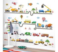 decalmile Stickers Muraux Transport Voitures Autocollant Mural Routier | Stickers Décoratifs Muraux Peel and Stick, Décoration Murale Amovible et Sûre pour Murs, Sticker Mural Couleurs Vives