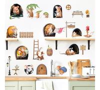 decalmile Stickers Muraux Trou de Souris 3D Autocollants Mural Souris Cuisine Animaux Décoration Murale Salle à Manger Restaurant Salon