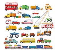decalmile Stickers Muraux Voiture Transport Autocollant Mural Construction | Stickers Décoratifs Muraux Peel and Stick, Décoration Murale Amovible et Sûre pour Murs, Sticker Mural Couleurs Vives