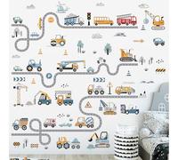 decalmile Stickers Muraux Voitures Transport Autocollant Mural Routier | Stickers Décoratifs Muraux Peel and Stick, Décoration Murale Amovible et Sûre pour Murs, Sticker Mural Couleurs Vives