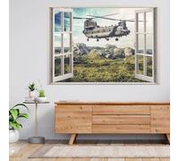 Décalque d'art mural, Avion Autocollant de décoration de bordure fissurée 3D, Autocollant peler et à coller, décoration murale pour salon chambre d'enfant 70x122cm