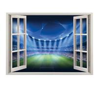 Décalque d'art mural, Terrain De Football Autocollant de décoration de bordure fissurée 3D, Autocollant peler et à coller, décoration murale pour salon chambre d'enfant 70x122cm