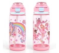 decalsweet 2 Pièces Gourde Enfant, Anti-Fuite, 600ml Maternelle avec Paille, Verrouillage Sécurisé, Bouteille Enfant pour École & Sport, Gourde Sport pour Filles et Garçons (Licorne & Princesse)