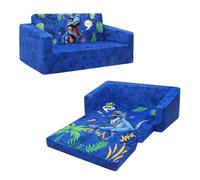 decalsweet Canapé Enfants 2 Places, Canapé-Lit Fauteuil Enfant Dinosaures | 2 en 1 chauffeuse enfant avec Tapis Antidérapant,fauteuil bebe,Lit Pliant Stable,pour chambre d'enfant,Pliable,Doux,Cadeau