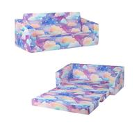 decalsweet Canapé Enfants 2 Places,Pliable Canapé-Lit Fauteuil Enfant Nuage | 2 en 1 chauffeuse enfant avec Tapis Antidérapant,fauteuil bebe,Lit Pliant Stable,pour chambre d'enfant,Pliable,Doux,Cadeau