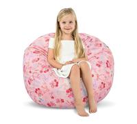 decalsweet Sac Rangement Peluche Pouf Enfant,Pliable Housse de Pouf Cerises | Housse Seulement,Rangement de jouets,avec Fermeture Éclair Poignée,Lavable,chambre d'enfant,Grande pour Vêtements et Jouets