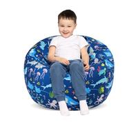 decalsweet Sac Rangement Peluche Pouf Enfant, Pliable Housse de Pouf Océan | Housse Seulement,Rangement de jouets,avec Fermeture Éclair Poignée,Lavable,chambre d'enfant,Grande pour Vêtements et Jouets