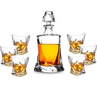 Décanteur à whisky en cristal Set de 7 pièces sans plomb 800ml Carafe 6x 300ml Verres